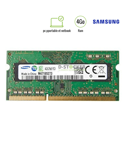 Barrette de mémoire vive Samsung 4Go pour pc portable et netbook